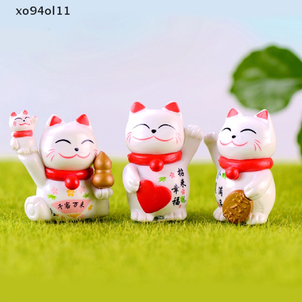 Xo Senyum Beruntung Uang Kucing Mini Patung Figurine Kerajinan Ornamen Miniatur Dekorasi Rumah OL