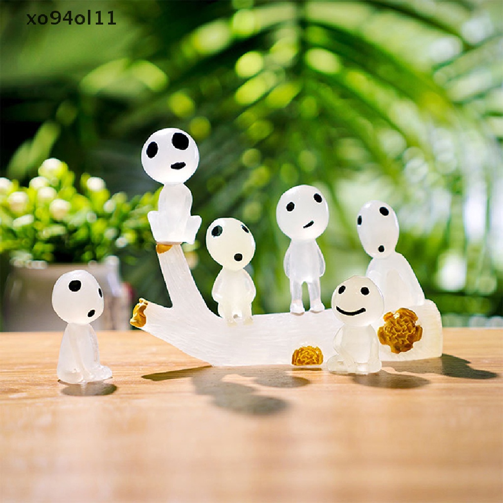 Xo 11Pcs/Set Mini Figure Princess Mononoke Hutan Semangat Kodama Glowing Hiasan OL