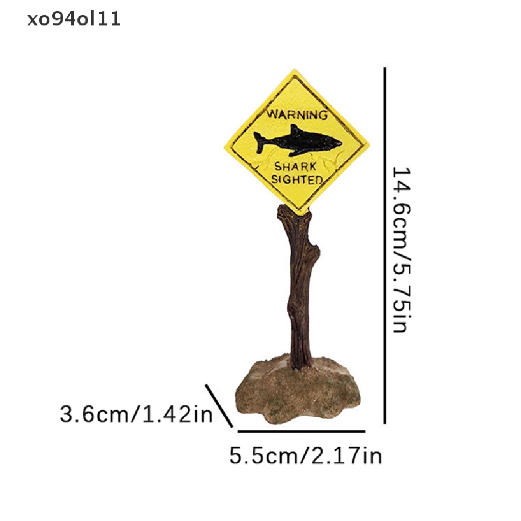 Xo Ornamen Dekorasi Aquarium Resin Buatan Hiu Tanda Peringatan Lansekap Aksesoris Untuk Latar Belakang Akuarium Ikan OL