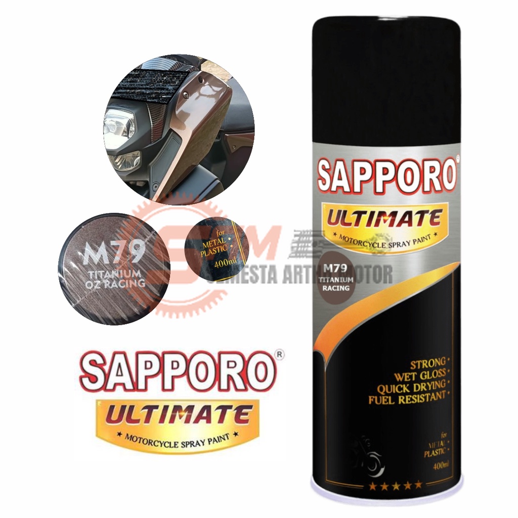 

Pilox Sapporo Ultimate Titanium OZ Racing M79 Cat Semprot Pilok Metal Plastik Aerosol Spray