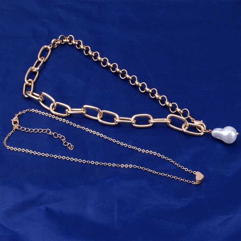 2pcs/set Goth Baroque Pearl Coin Portrait Pendant Kalung Untuk Wanita Vintage Multi Layer Link Chain Necklace Punk Jewelry