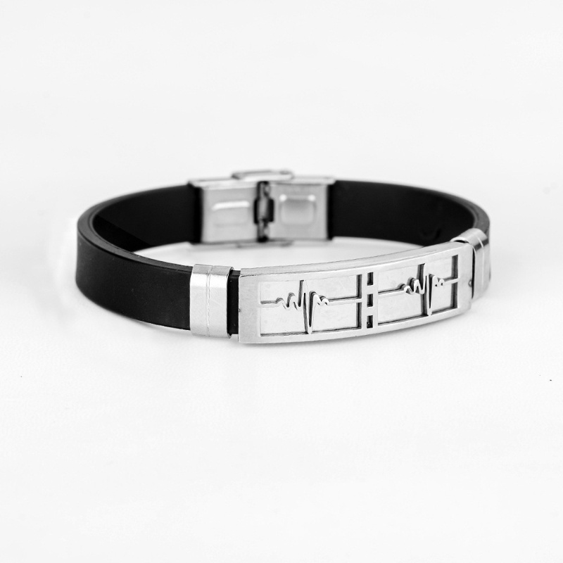 Z H Perhiasan Vintage Hip Hop Rock Stainless Steel Sonic Gelang Silikon Untuk Pria Dan Wanita Fashion Pasangan Gelang Hip Hop Pesta Perhiasan Aksesoris