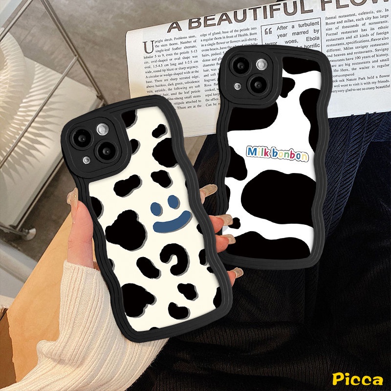 Case Smile Motif Leopard Susu Untuk Infinix Smart5 4 6 Plus Hot12 Pro 20 11s 10s 12i 9 20s 8 10Lite 10 Hot 10 11 9 12 Play Note 10Pro 12 G96 Couple Wavy Edge Soft Tpu Cover