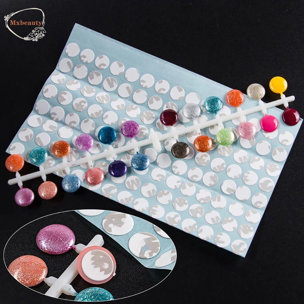 Mxbeauty Stiker Meja Pajangan Kutek 120Pcs Plastik Flat Back Color Board Salon Nail Art Alat Rak Pajangan Kuku