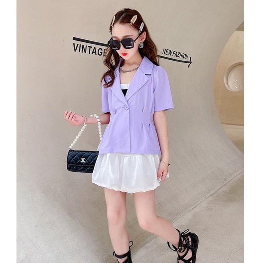 CHUBBI 49 Setelan Set 2in1 Anak Perempuan Blazer Silky Skirt