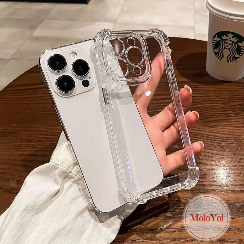 IPHONE Casing Warna Permen Macaron Simple Mewah Kompatibel Untuk Iphone11 14 12 13 Pro MAX XR 7 8 Plus X XS MAX Plating Electroplated Buttons Soft TPU Shock Resistant Back Cover