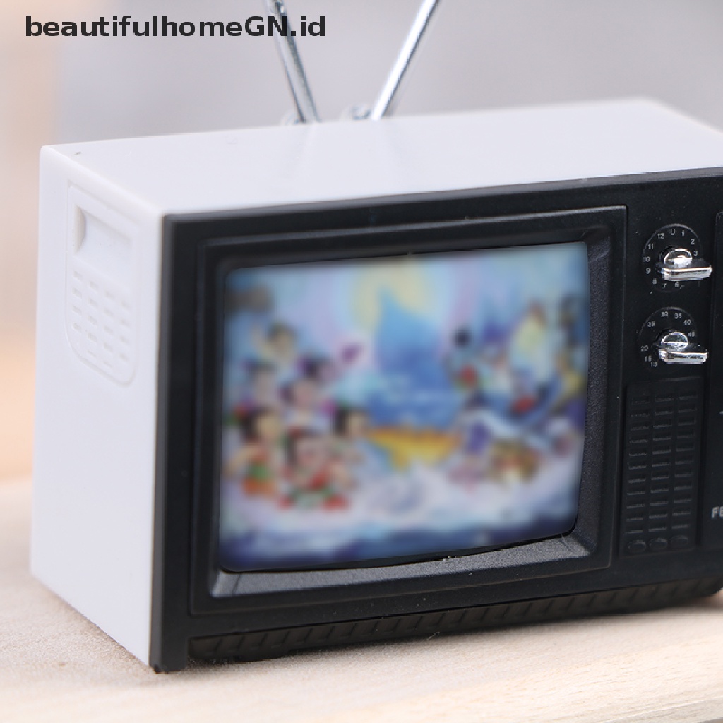 {Cantik} Ornamen Miniatur Rumah Boneka Ornamen Mainan TV Mini retro~