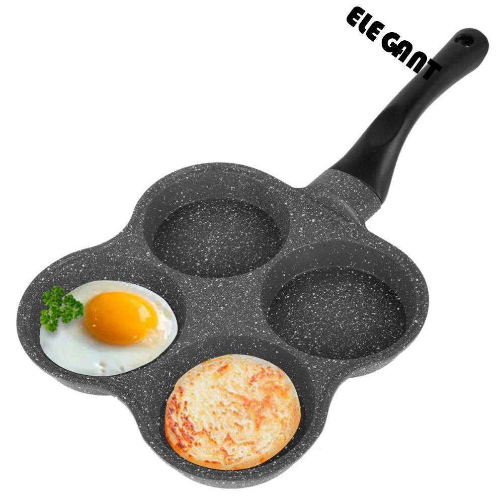 [Elegan] Wajan Dengan Gagang Mini Non Stick Breakfast Kitchen 4lubang Wajan Telur Goreng