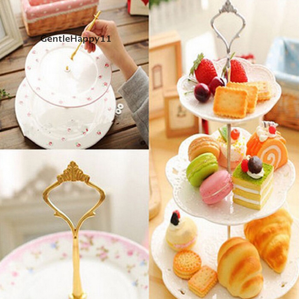 Gentlehappy 1set 3atau 2tingkat Piring Kue Stand Handle Fitg Hardware Rod Plate Stand id