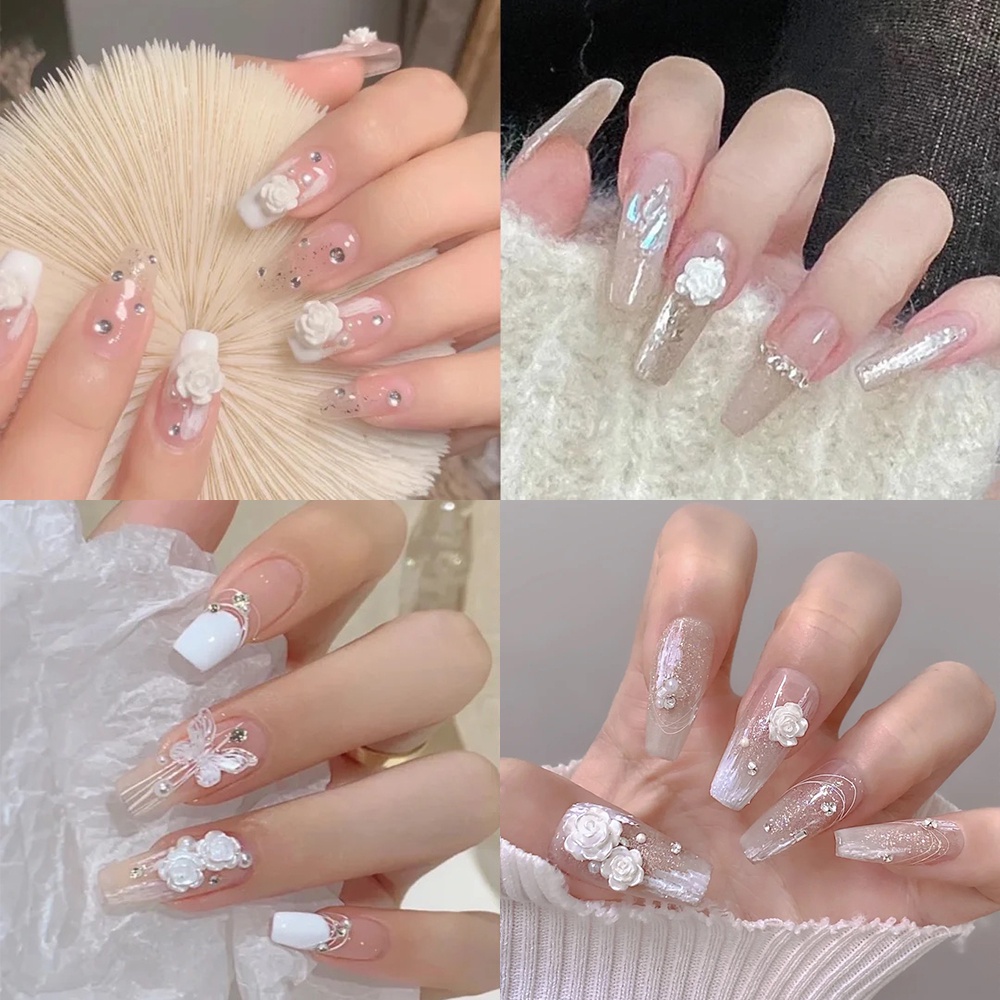 [Unggulan] 50pcs/bag Camellia Nail Art Dekorasi 3D Resin Datar Bunga Mawar Nail Art Berlian Imitasi Untuk Ujung Kuku Manicure UV Gel Polish Decor DIY Aksesoris Manicure Glitter Stone