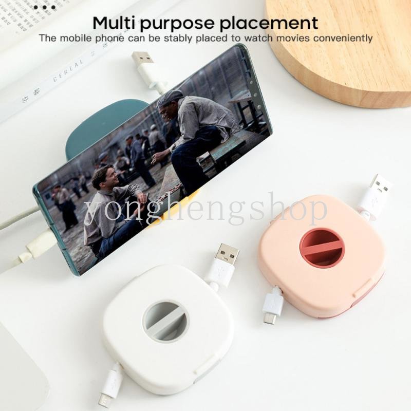 Kreatif Data Line Cable Organizer Rotating Cable Winder Box Travel Portabel Telepon Charging Wire Storage Case Dengan Phone Holder Earphone Cord Storage