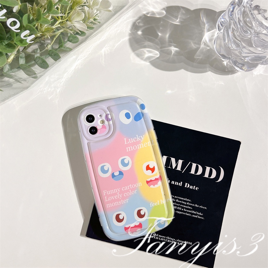 Compatible For IPhone 14 13 12 11 Pro Max X XR Xs Max 8 7 Plus SE 2020 Kompatibel Untuk Warna-Warni Monster Sabun Ponsel Case Bening TPU Soft Cover