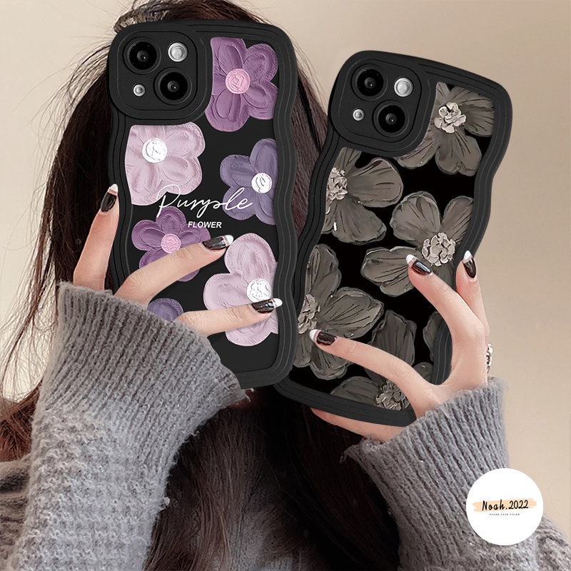 Art Floral Lukisan Cat Minyak Flower Case Untuk Redmi Note 10s 11 10 9 8 11s 10Pro Max 9s Redmi 12C 9A 10 9 10A 10C A1 9T 9C NFC A1+POCO X3 NFC Pro M3 Mi 11T Pro Wavy Edge Sarung Tpu Lembut