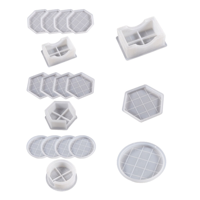 Sa1/5x Coaster Cetakan Resin Casting Bulat Octagon Epoxy Casting Mould Resin Tray