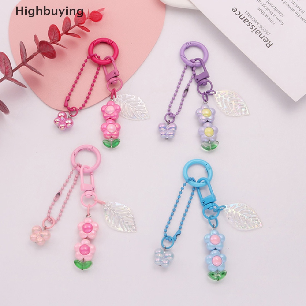 Hbid Warna Lucu Gantungan Kunci Akrilik Lima Kelopak Bunga Gantungan Kunci Mobil Liontin Kecil Segar Berongga Daun Aksesoris Tas Dekorasi Gadis Hadiah Glory