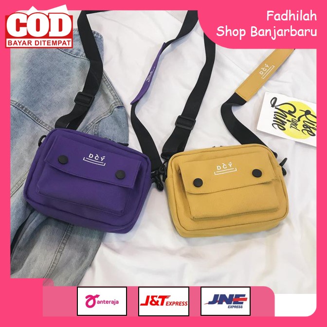 TAS SELEMPANG WANITA DCY KOREA SLING BAG WANITA PRIA UNISEX KANVAS TAS FASHION WANITA KEKINIAN | FADHILAH SHOP BJB