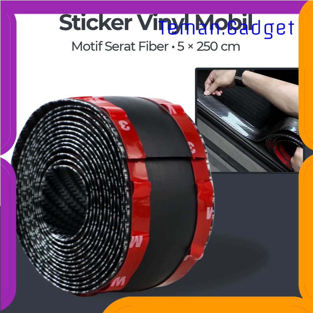TG - OTO Stiker Vinyl Mobil Carbon Fiber Rubber Strip Bumper Guard 5 x 250 cm - C38404