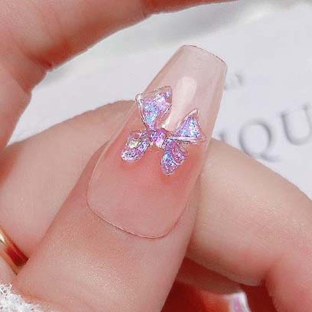 AUGUSTINA Augustina Bow Nail Dekorasi Resin Korea Nail Charms Ikatan Simpul Manikur Aksesoris Hiasan Kuku Nail Jewelry