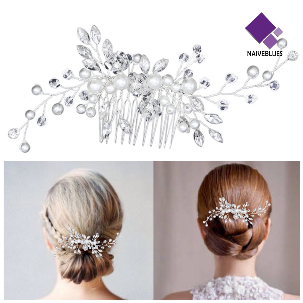 &lt; Naiveblues &gt; Fashion Lady Mutiara Imitasi Berlian Imitasi Rambut Pin Klip Pernikahan Pengantin