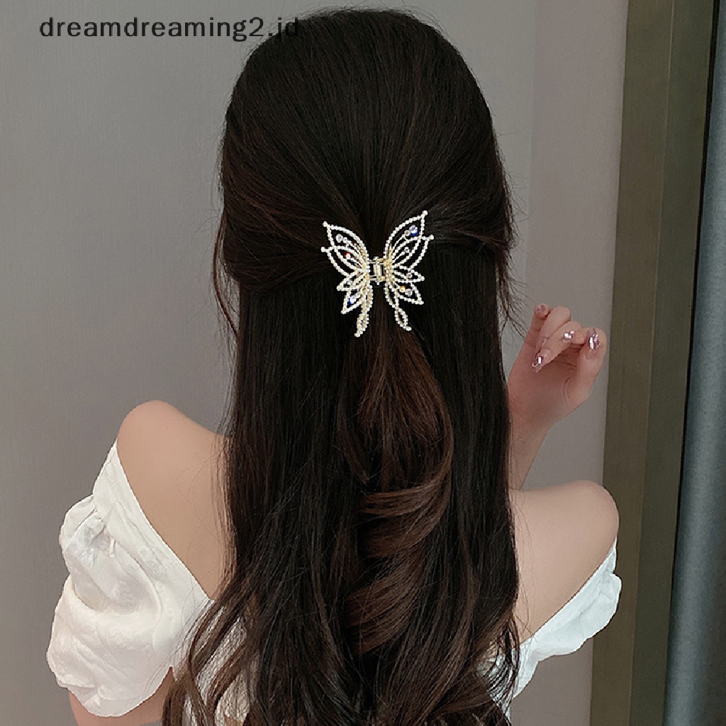 (dream) Fashion Logam Hair Claw Butterfly Jepit Rambut Untuk Wanita Gadis Elegan Ponytail Claw Clip Vintage Hairpin Aksesoris Rambut//