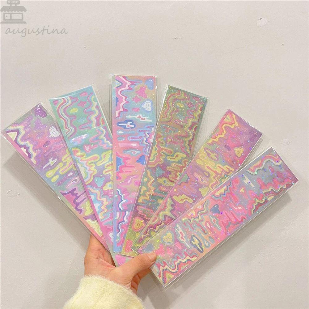 Stiker Laser Gelombang Agustina Korea Kawaii Notebook Album Foto Kalender Dekorasi Sticker