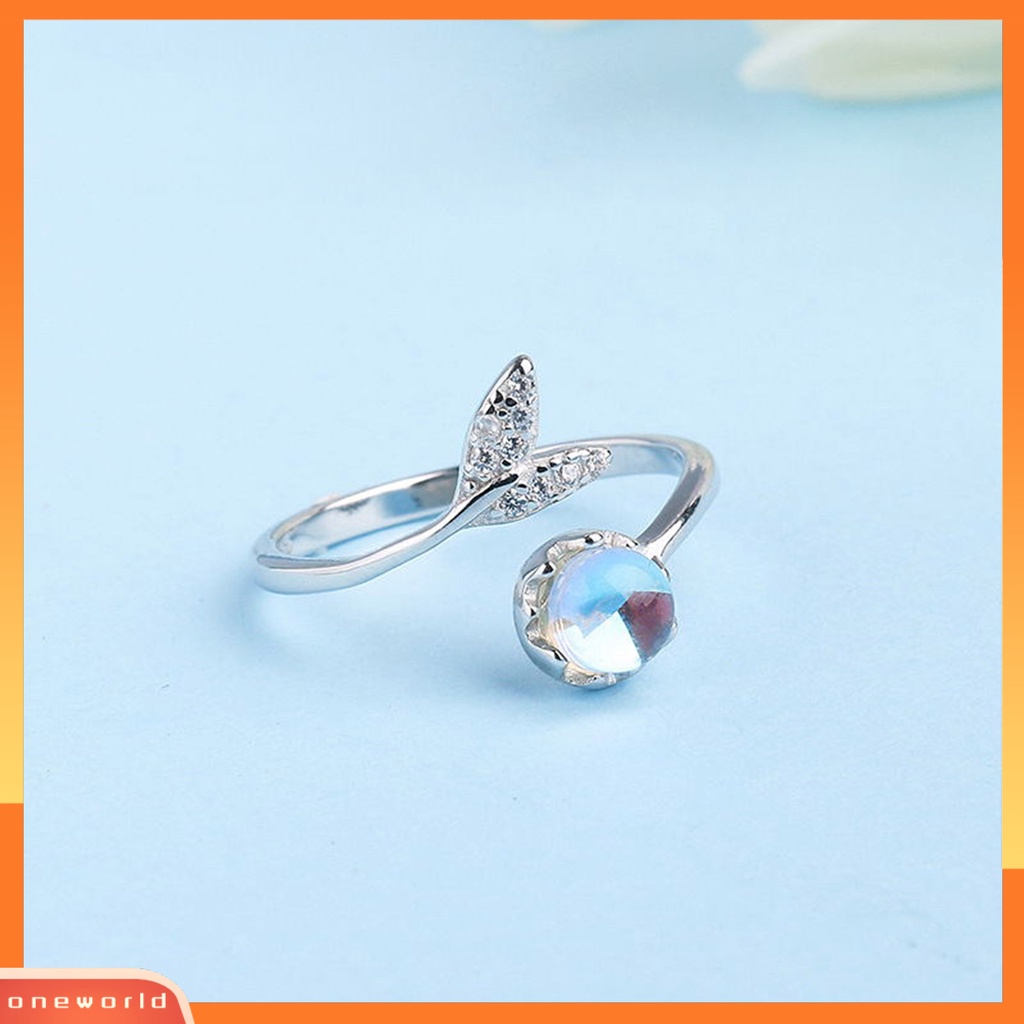 [EONE] Cincin Jari Desain Fishtail Zirkon Imitasi Geometris Electroplating Adjustable Hias Memoles Cincin Ekor Jari Telunjuk Elegan Untuk Kehidupan Sehari-Hari