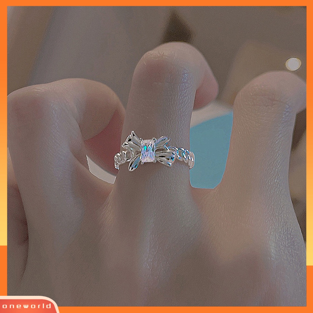 [EONE] Cincin Fashion Berlubang Hias Zirkon Bentuk Kupu-Kupu Adjustable Geometris Hias Aksesori Lady Jari Telunjuk Terbuka Cincin Untuk Kehidupan Sehari-Hari