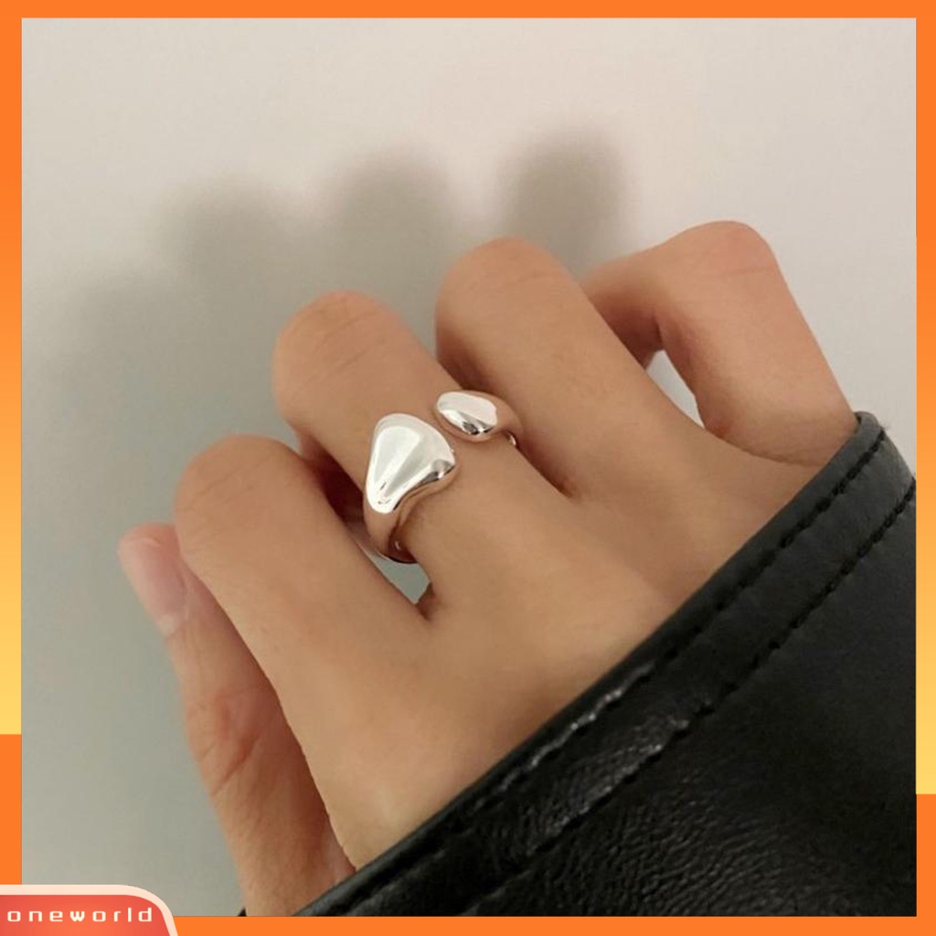 [EONE] Knuckle Ring Adjustable Electroplating High Gloss Geometris Menawan Dekorasi Hypoallergenic Lebar Tidak Teratur Terbuka Cincin Perhiasan Aksesoris