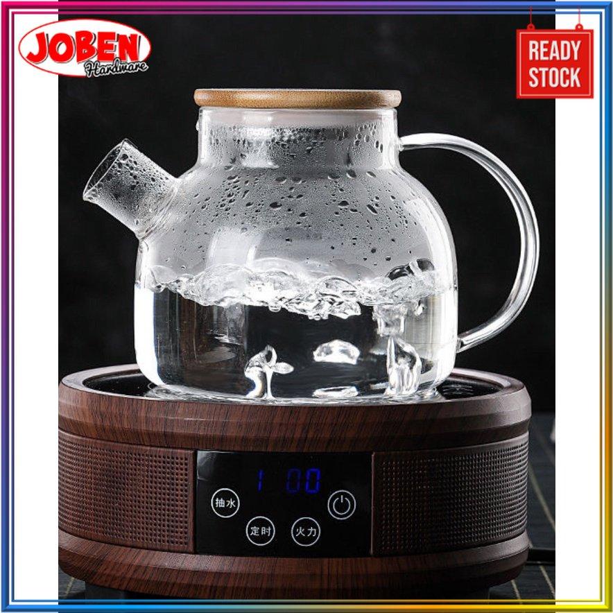 Bisa COD Teapot Teko Teh air panas kaca dengan tutup kayu anti panas High Borosilicate berkualitas t