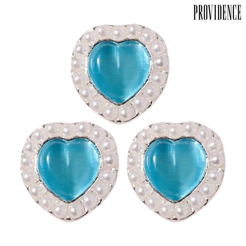 Providence 3Pcs Kuku Berlian Imitasi Indah Mutiara Imitasi Jantung Pesona Alloy Craft Colorful DIY Nail Art Dekorasi 3D Ornamen Untuk Salon Kuku