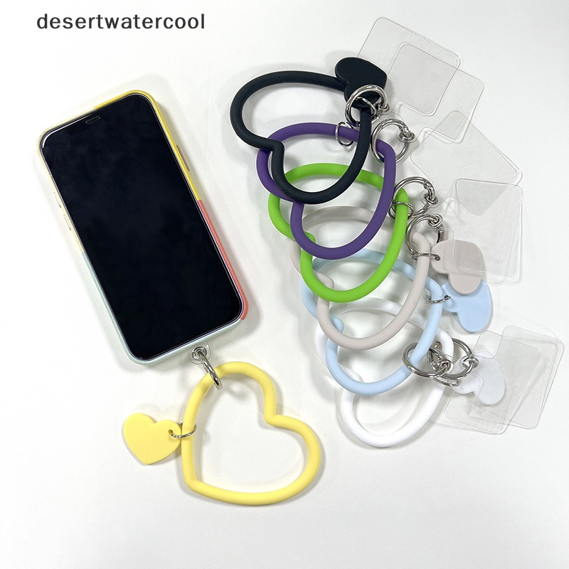 Deid Universal Tali Cincin Gantung Silikon Pergelangan Tangan Cincin Untuk Ponsel Case Berbentuk Hati Gelang Silikon Gelang Gantungan Kunci Anti-Lost Lanyard Big Ring Keychain Jewelry Martijn