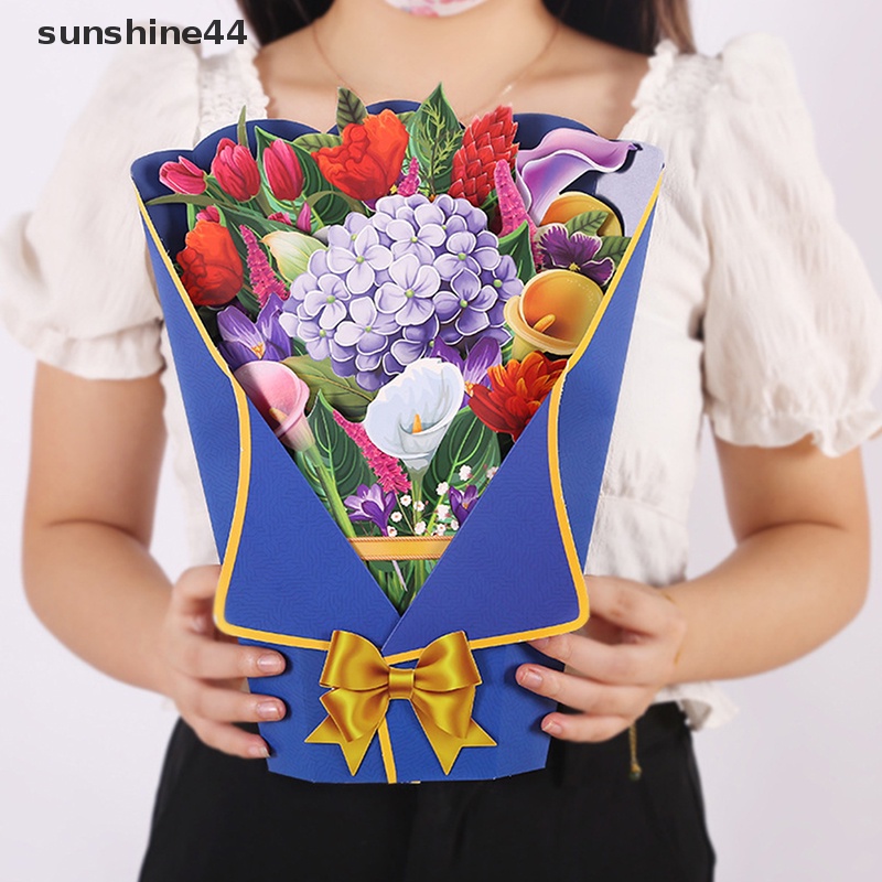 Sunshine 3D Fall Floral Bouquet Card Kertas Ukir Bunga Greeg Cards Hadiah ID