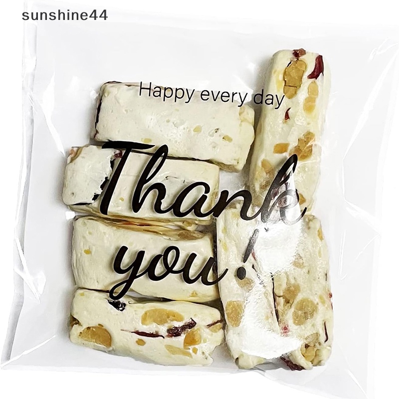 Sunshine 100Pcs/Pack Thank You Kantong Bening Perekat Diri Permen Cookie Bakery Pastry Bags ID