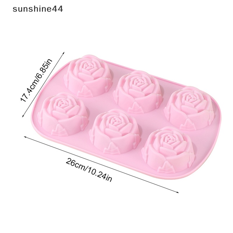 Sunshine 1Pc 6-Rose Flower Silicone Cake Ice Cream Cetakan Coklat Sabun Cetakan Silikon ID