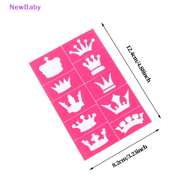 Newbaby 10Pcs Template Stensil Dapat Digunakan Kembali Perekat Diri Untuk Cat Wajah Tato Glitter ID