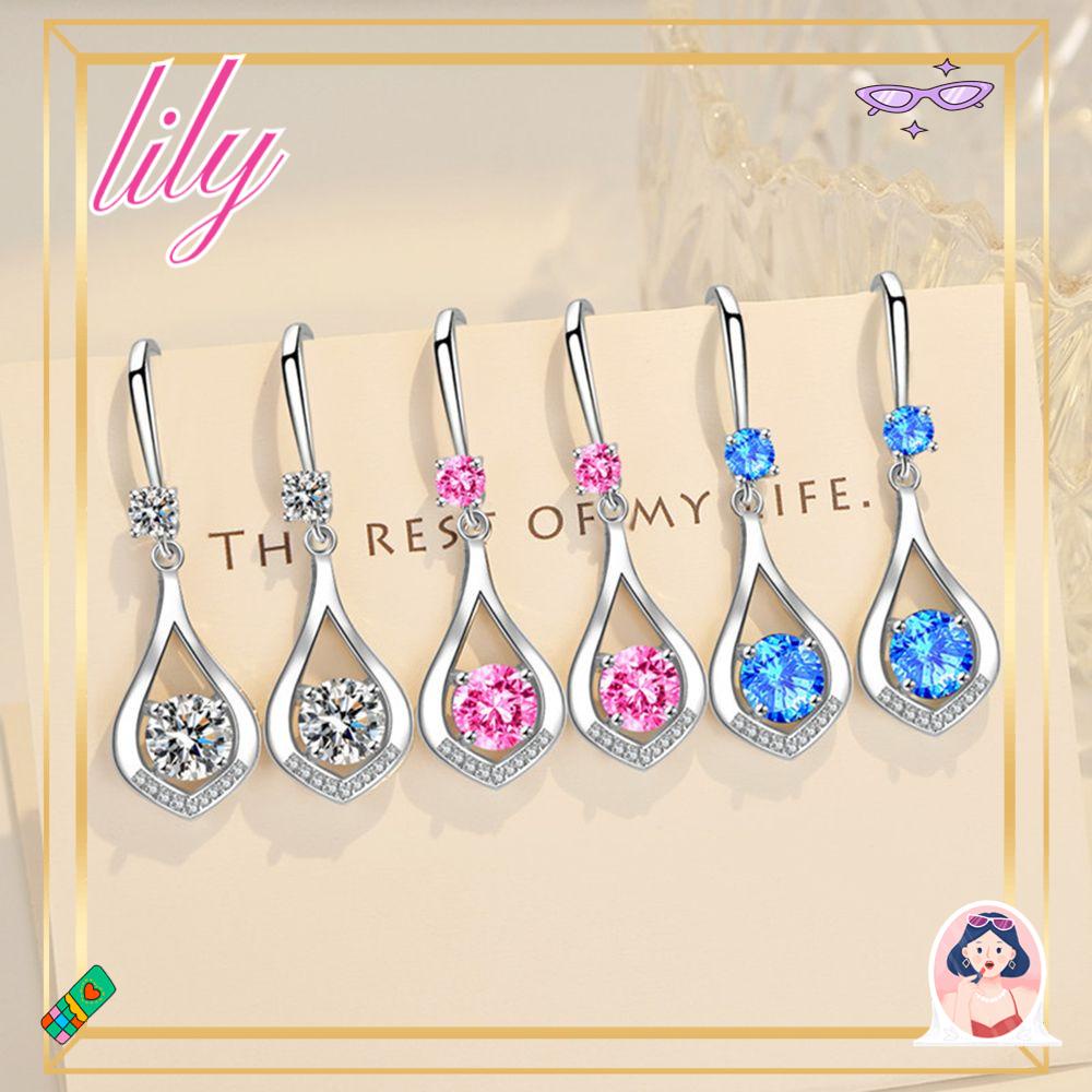 Lily Anting Fashion Panjang Oval Kristal Pernikahan Telinga Liontin