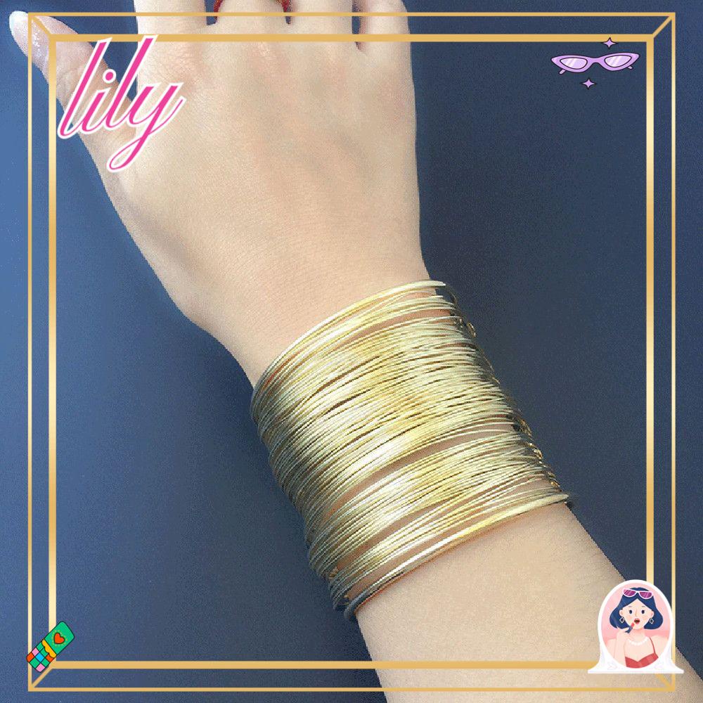 Lily Gelang Retro Gelang Terbuka Bangle Logam Berat Gelang Lebar Manset Bangle