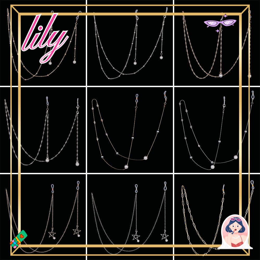 Lily Rantai Kacamata Fashion Eye Wear Aksesoris Non-slip Logam Mutiara