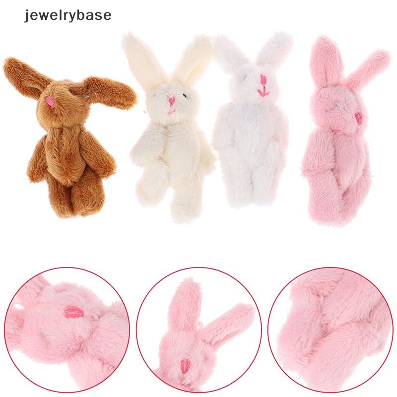 [jewelrybase] 5pcs 6cm Mini Joint Rabbit Pendant Plush Bunny Untuk Gantungan Kunci Buket Mainan Boneka Butik