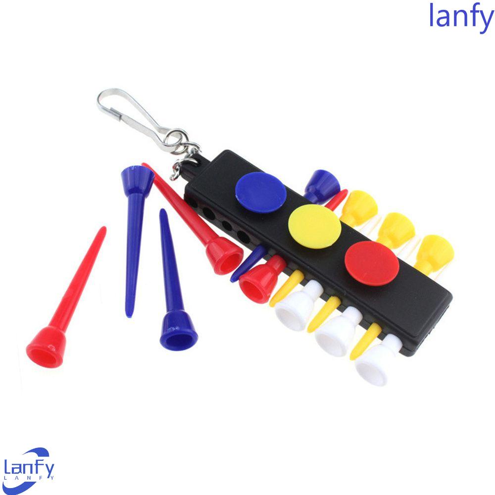 Lanfy Golf Tee Holder Portable Golf Accessorie Pecinta Golf 3penanda Bola Plastik Hitam12Pcs Tee Golf Penanda Bola Golf