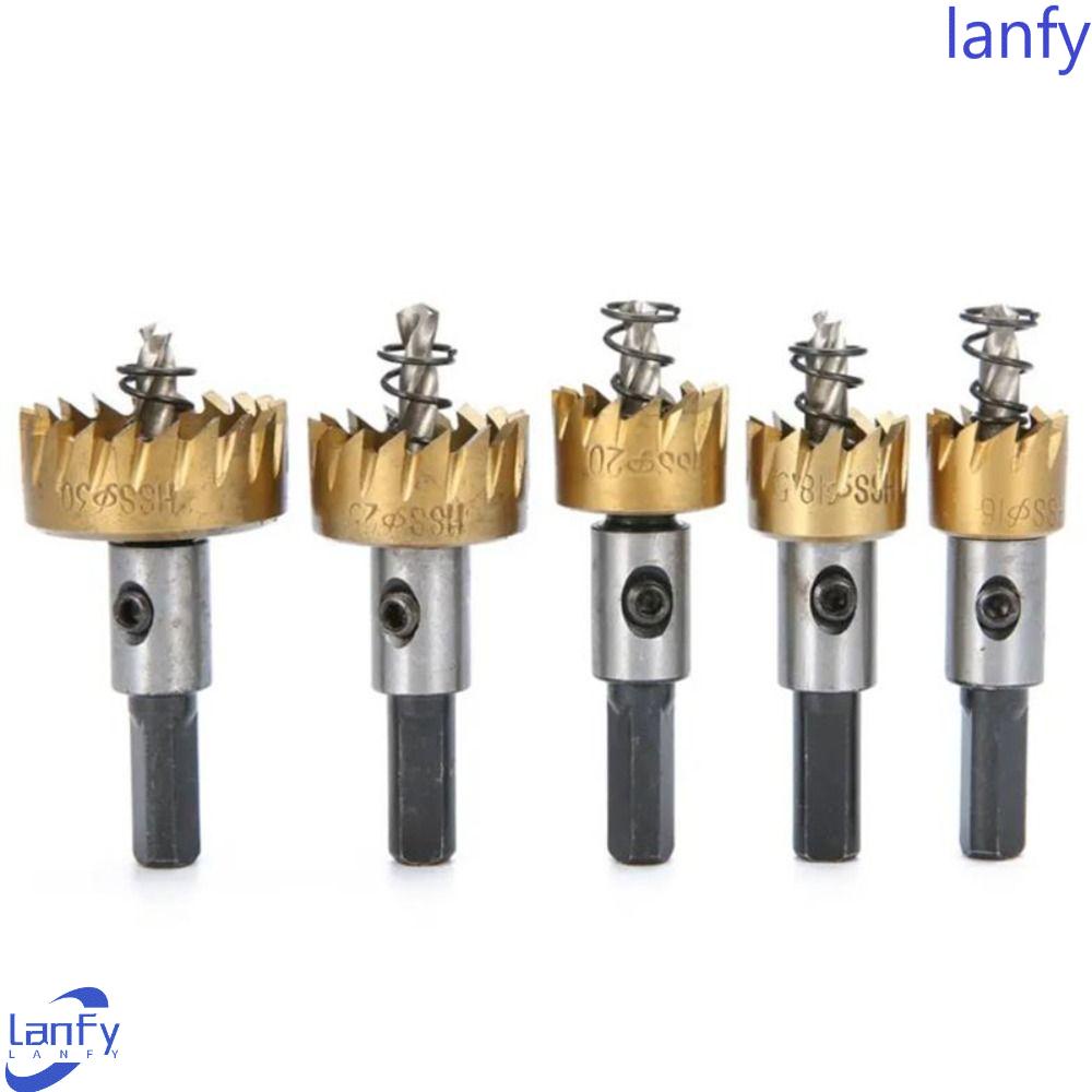 Lanfy Hole Saw Set16 /18.5 /20 /25/30mm Metalworking Woodworking Alat Metal Alloy Carbide Tip Hole Saw Bit Pembuka Lubang