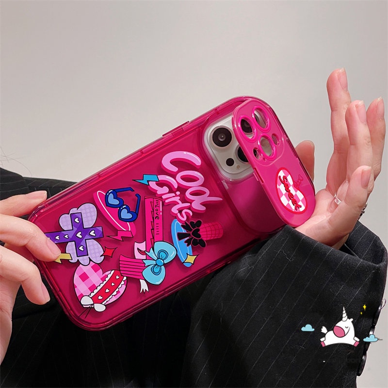 Casing Untuk Oppo A12 A5s A7 A57 A15 A53 A9 A5 A31 A33 2020 A15s A3s A12E A77 A11K A35 A77s Kartun Lucu Imut Graffiti Stiker Kreatif Flip Make Up Mirror Case Mawar Merah Soft Cover