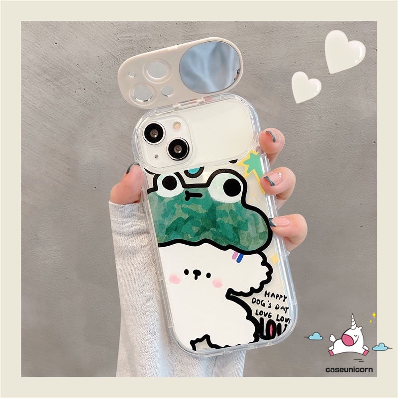 Casing Untuk Vivo Y15 Y12i Y20 Y11 Y17 Y91C Y20s G Y20i Y12s Y1S Y12 Y11s Y12A Y30G Y20A Y20G Kartun Hewan Beruang Lucu Kodok Kelinci Anjing Kreatif Flip Make Up Cermin Ponsel Soft Case