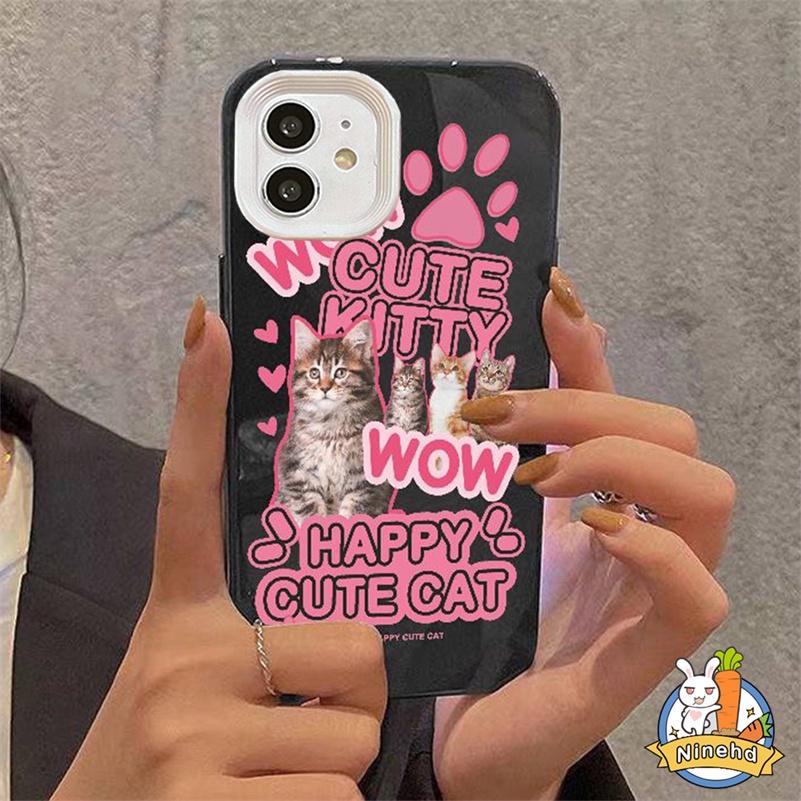 Redmi 12C A1 A1+10C 10A 10 9 9A 9C 9T Note11 11s 10 10s 9 9s Pro Xiaomi 11 Lite Poco X3 Pro NFC 3in1 Casing Rose Pink Cute Kitty Phone Case Pelindung Lensa Shockproof Lembut Sarung