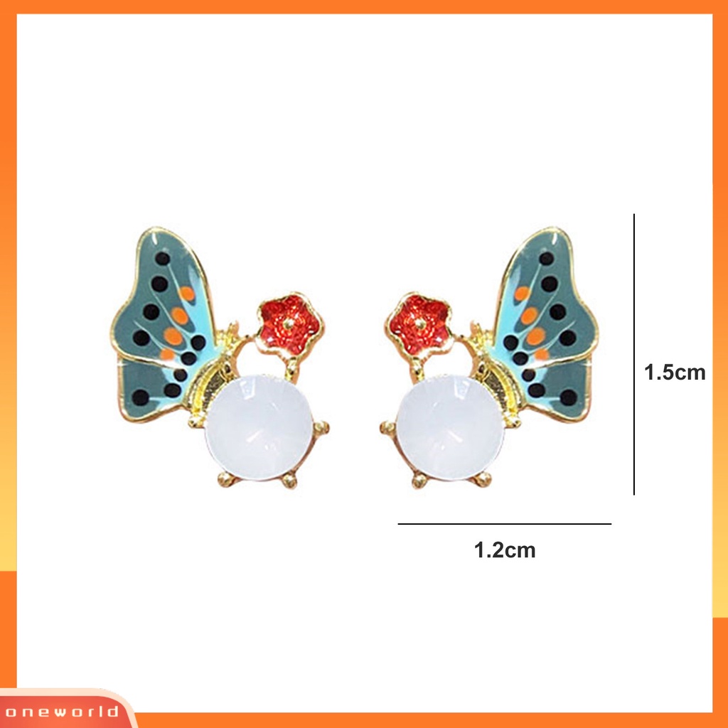 [EONE] 1pasang Anting Pejantan Gaya Perancis Warna Lukisan Enamel Mengkilap Indah Hias Nyaman Dipakai Kupu-Kupu Bunga Wanita Anting-Anting Perhiasan Aksesori