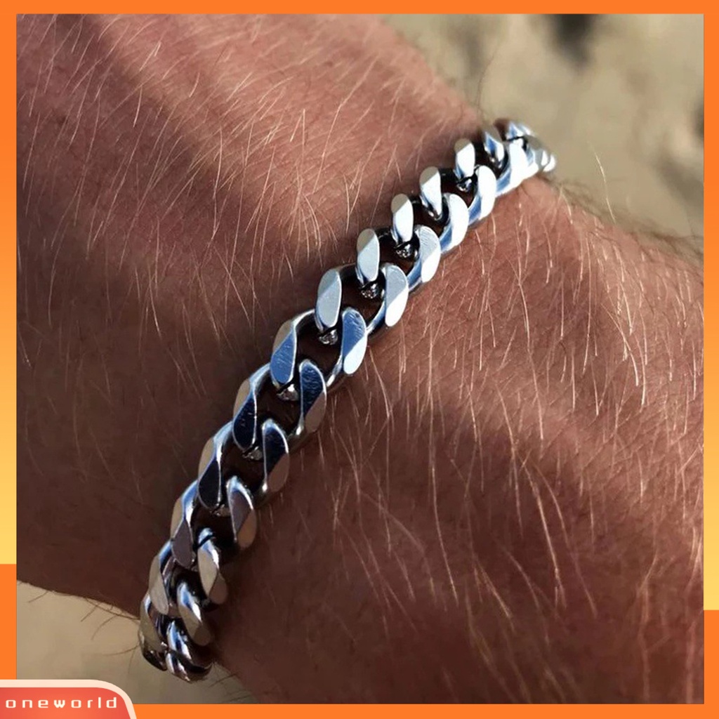 [EONE] Unisex Link Gelang Hip Hop Perhiasan Indah Penampilan Fashion Halus Rantai Kuba Untuk Pakaian Sehari-Hari