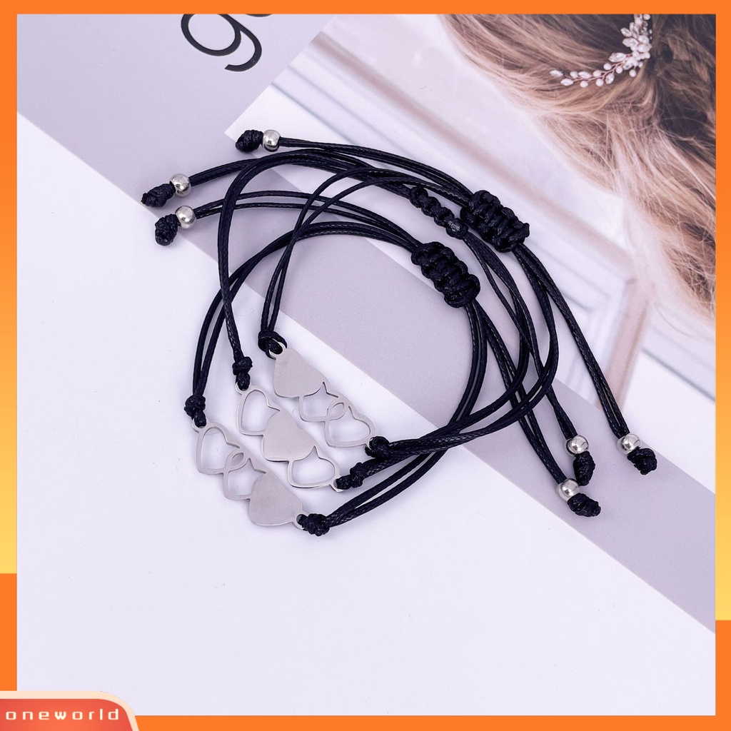 [EONE] 3/4pcs Gelang Couple Adjustable Hand Made Hias Nyaman Dipakai Dipoles Tinggi Dekorasi Colorfast Hollow Matching Jarak Jantung Gelang Perhiasan Aksesoris