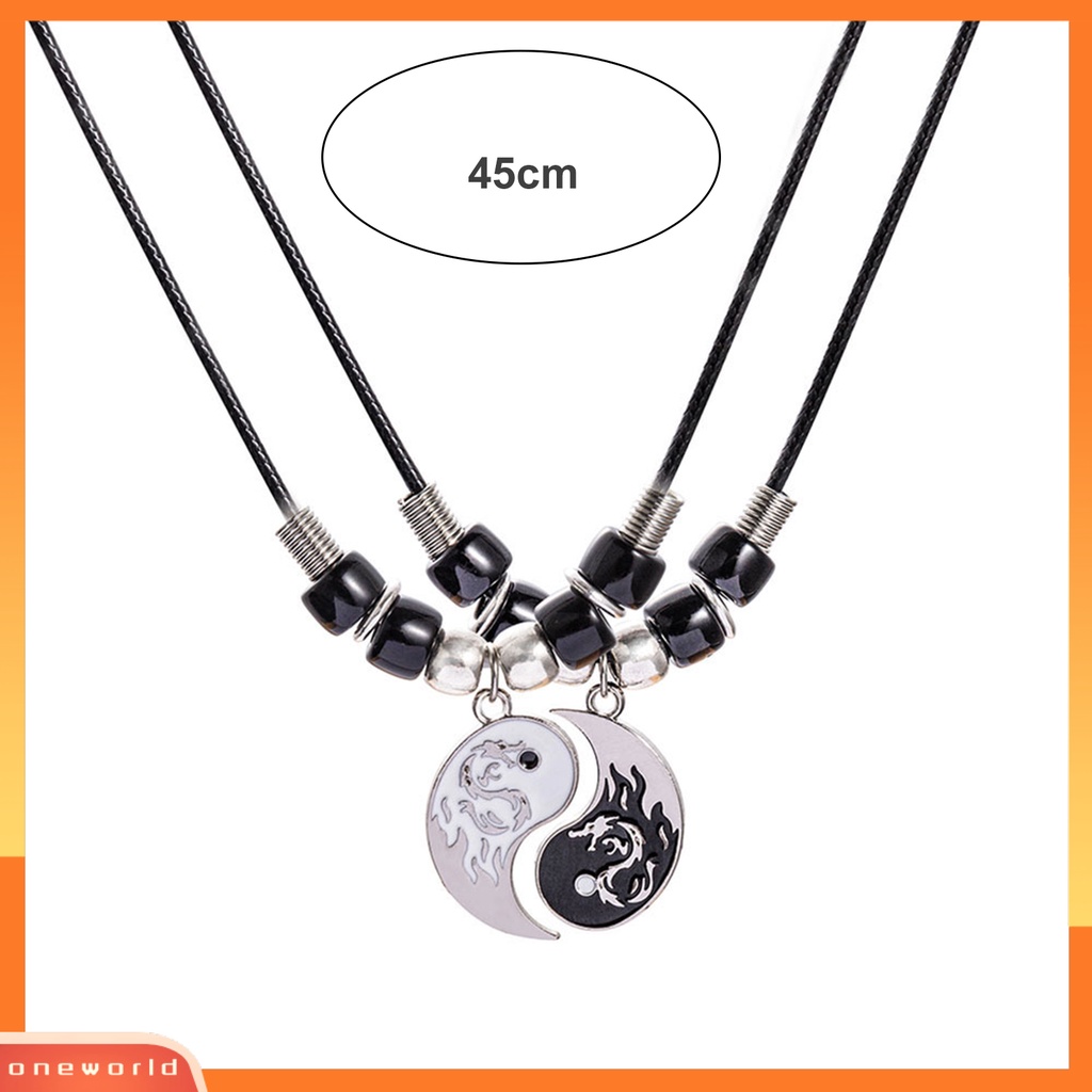 [EONE] 2 Pcs Pesona Kalung Kepribadian Electroplating Cross Rantai Pola Halus Manik-Manik Dekorasi Hypoallergenic Tai Chi Pasangan Yang Sesuai Kalung Perhiasan Aksesori