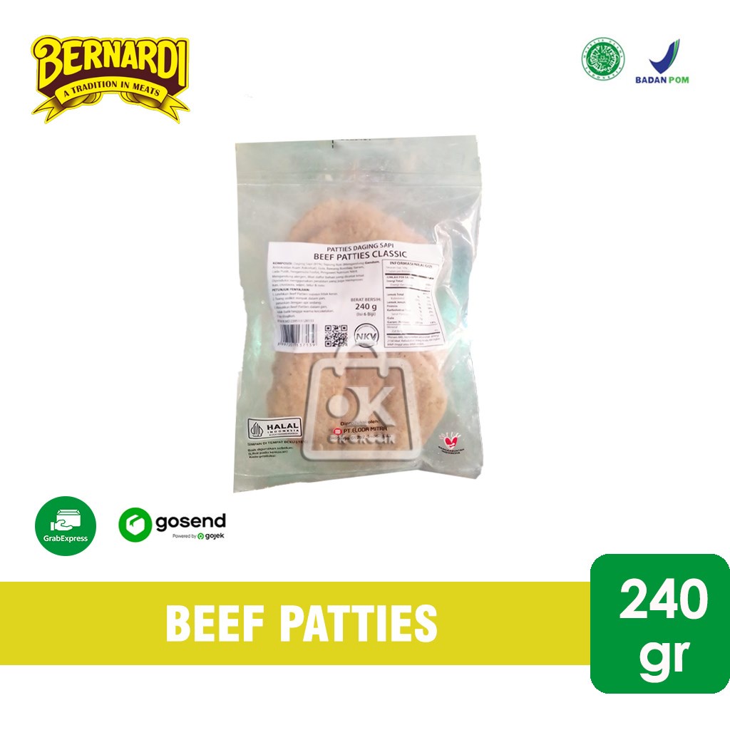 

Bernardi Beef Patties Classic isi 6 (240gr)KHUSUS INSTANT