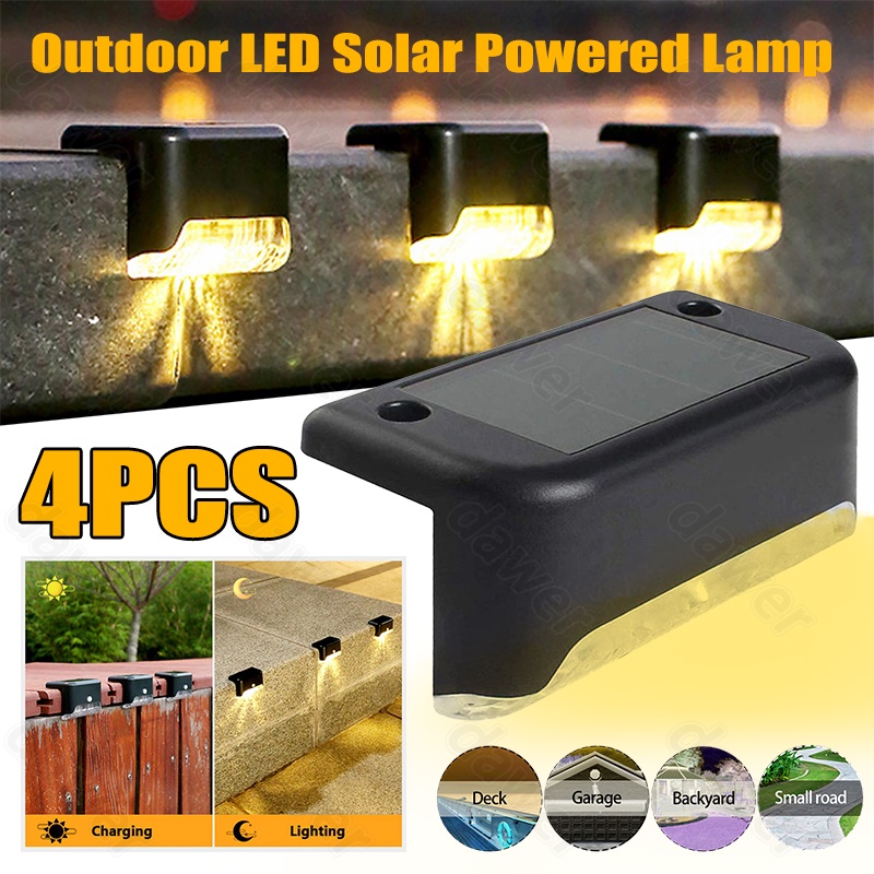 4pcs solar Lampu LED Outdoor Lampu Taman IP65 Waterproof solar Step Deck Light Lamp Sunlight Dekorasi Halaman Lampu Taman Tenaga Surya